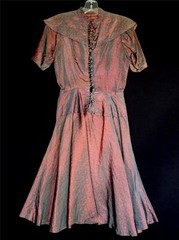 RARE VINTAGE FRENCH WWII ERA 1940’S DESIGNER SILK TAFFETA BROCADE DRESS SIZE 4