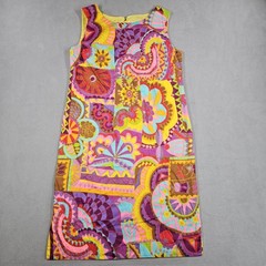 VTG 1960s Screen Printed Psychedelic Shift Dress Size S Japanese Retro Mod Gogo