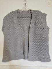 Vtg 70’s 80’s Homemade Hand Knitted Gray Open Front Vest Hippie Boho L-XL