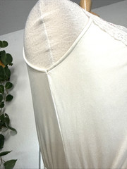 Vintage Gilead White Nylon Lace Nightgown Pink Ribbon Maxi USA Petite 70s
