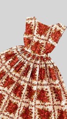 1950s 1960s Rose Print Cotton Sundress Floral Novelty Roses Bouquet Pinup Dress