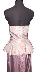 Vintage 80s Strapless Peplum Bow Prom Dress Cottagecore Kawaii 36-28-42
