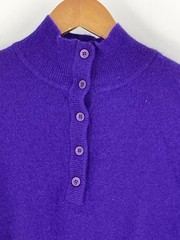 Vtg 80s Outlander Womens M Pruple Lambswool Angora Henley Button Sweater