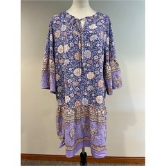Rustydustty Purple Floral Boho plus size Tunic Dress size 1XL