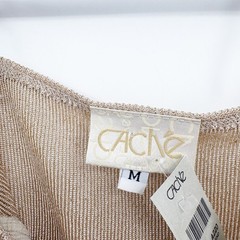 Cache Womens Gold Metallic Lurex Ruched Y2K Deadstock Glam Cami Tank Top Size M