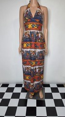 Vintage Sun Fashions Of Hawaii Honolulu Halter Maxi Dress Surfer Beach Boys XS S