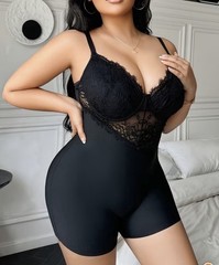 Black Soft Shaper Romper TEDDY Bodysuit Girdle Long Leg Unitard PLUS 4XL NEW