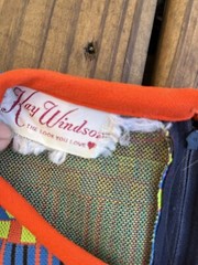 Vintage Kay Windsor Blue Red Polyester Geometric Check Stripe Sleeveless Dress