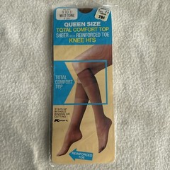 Queen Size Knee Highs Hi’s Pair Vintage Kmart Sheer Size 9-11 Mist Tone NIP NOS