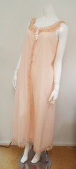 Vintage Odette Barsa Pink Nylon Lace Peignoir Set SMALL New Old Stock Tags Fancy