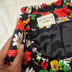Vtg Victor Costa Skirt Suit Set Black Floral Daisy Ruffle Peplum Sz 10 MINT