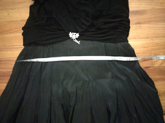 VTG Patra 14P Black Taffeta Skirt Jersey Top A-Line Long 55″ Dress Removable Pin