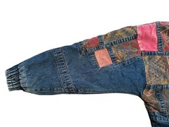 Vintage new york girl patchwork denim jacket – size medium