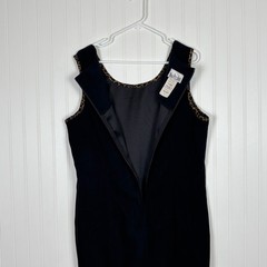 Vintage 90s Faux Suede Sheath Dress Leopard Trim Black Minimalist size 16 Plus