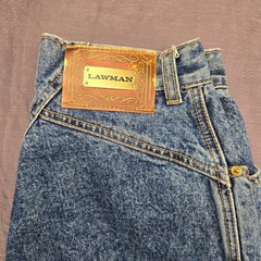 Vintage Lawman Western Jeans Acid Wash High Waist Asymmetrical Double Button 9