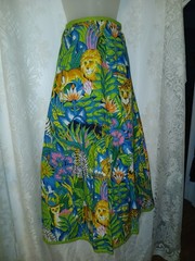Vintage 70s Big Cats Jungle Tropical Novelty Print Maxi Wrap Skirt Tiki O/S