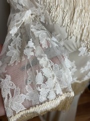 VINTAGE No Label Lace Overlay 1920s Inspired Dress With Fringe Off White Wedding