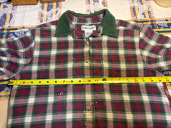 VTG 1990s Cabin Creek Plaid Flannel Shirt Green Pink Petite M Corduroy Collar