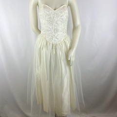 Gunne Sax Jessica McClintock Vtg Prom, wedding Dress Tulle Lace No Sz Tag Flawed