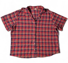 Vintage 80s Shirley of Atlanta Plaid Utility Shirt Blouse Epaulettes USA L/XL