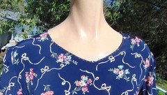 VTG 1930s Blue Novelty Print Rayon Home Made Dress 32W