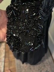 Vintage Oleg Cassini Black Tie Beaded Illusion Gown W/Trumpet Skirt. Size 6 EUC