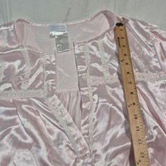VTG Heavenly Bodies Miss Elaine Pink Satin Nightgown Lace Trim Cottagecor 2XL