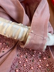 Vintage 1950s Beaded Hips Side Zipper Dusty Rose Faille Cocktail Dress Bust 34