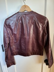 Vintage Express Burgundy Red Maroon Oxblood Leather Spring Fall Jacket Small 3/4