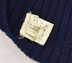 Vintage Hermes Sport Navy Blue Wool Mohair Black Leather Trim Cardigan Sweater