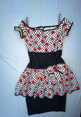 VTG 80S 90S WOMENS POLKA DOT LOUD RETRO NEW WAVE WIGGLE DRESS
