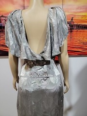 Blake Adams Vintage Evening Glam Gray Women’s Dress Fits S CHECK MEASURES #7