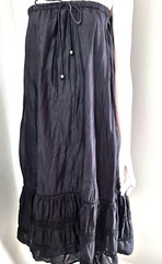 Y2K Vintage Black Strapless Dress Or Skirt Frill Drawstring Adjustable Size 14