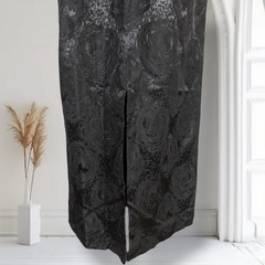 Vintage 1960s Black Floral Jacquard Evening Gown Maxi Dress Wiggle Formal 6