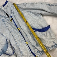 Vintage 90s Gitano Acid Wash Denim Bomber Jacket Blue Yellow Women’s Small