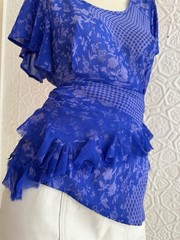 1990s/Y2K blue floral silk top and scarf Jagoda Kursa 2000s summer print luxury