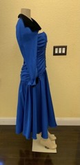 VTG Frank Usher Size US 12/UK Size 38 Blue W/Black Collar & Trim Victorian Dress