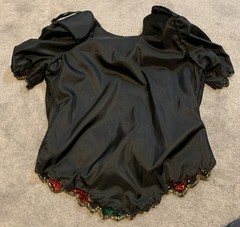 Vintage 80s Laurence Kazar Poinsettia Sequin Top L Holiday Evening Blouse