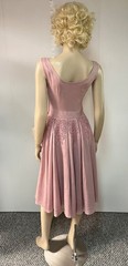 Vintage 1950s Beaded Hips Side Zipper Dusty Rose Faille Cocktail Dress Bust 34