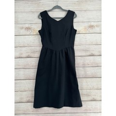 Lanz Originals Dress Women Size 10 Black Vintage Twisted Back Fit Flare Pockets