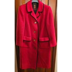 Erika Vienna Red Himalaya Wool Coat Black Trim Tyrolean Loden Co Austria Vintage
