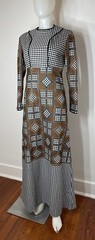 1970s 100 Parkhouse Hostess Dress Maxi Geometric Polyester SZ S/M ( FLAWS