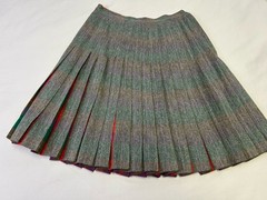 Vintage 60s Wool Plaid Pleated Skirt School Uniform Style Home Made 24″ Waist
