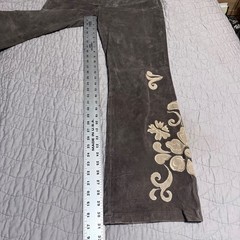 Floral Appliqué Leather Bootcut Pants Brandon Thomas Grey Rodeo Western