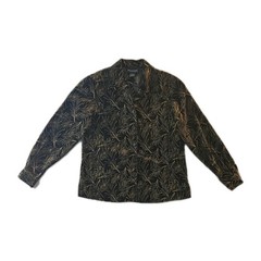 Vintage Black & Green Foliage Notations Blouse – Size S