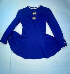 VTG 50S 60S WOMENS S BLUE CHEERLEADER MAJORETTE SCHOOL UNIFORM MINI DRESS