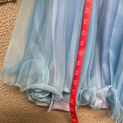 True Vintage Dress Blue Floral Embroidered Sheer High Neck Accordion Skirt 60’s