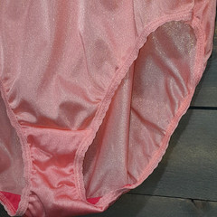 Fruit of the Loom Granny Brief Panty Size 8 Salmon Shiny Sissy Lace Trim Panties