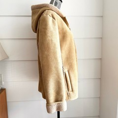 Vintage Faux Suede and Shearling Hooded Coat by Bass Fisherman Aesthetic XL