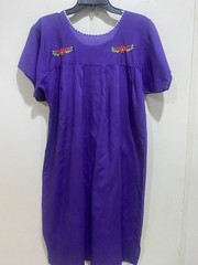 BEAUTIFUL VINTAGE MEXICAN OAXACAN Purple Multi Colored EMBROIDERED DRESS -Size S